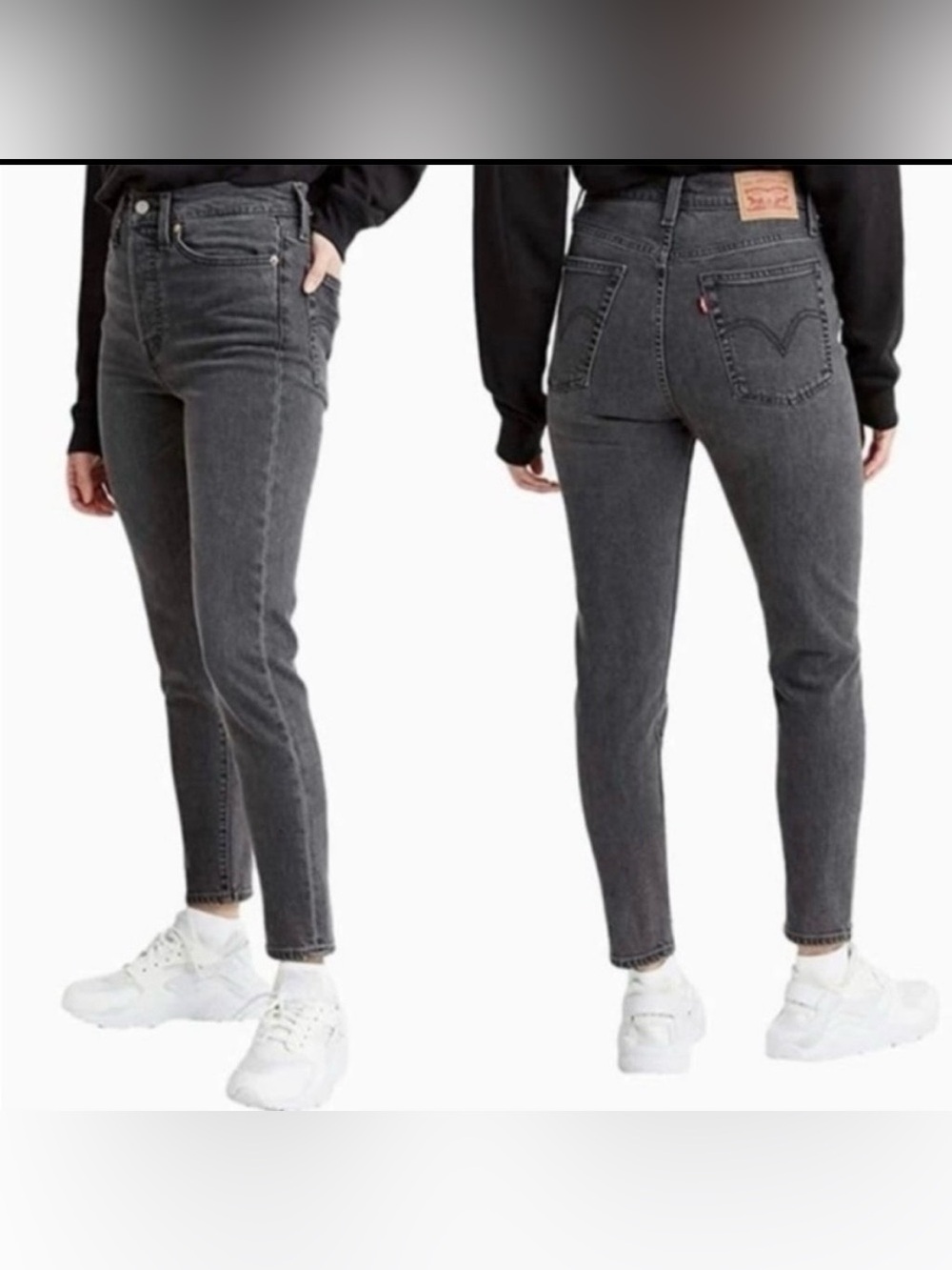 LEVI’S Wedgie Skinny Button fly high rise black denim jeans women’s size 27